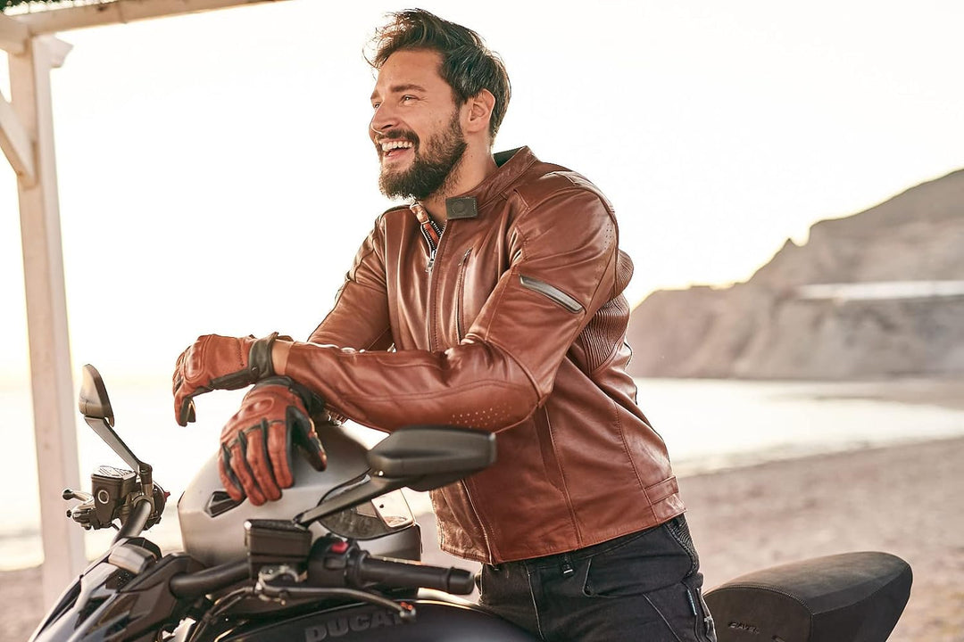 SHIMA HUNTER Motorradjacke Herren | Vintage Biker-Lederjacke Belüftet mit CE Rücken, Schulter und El