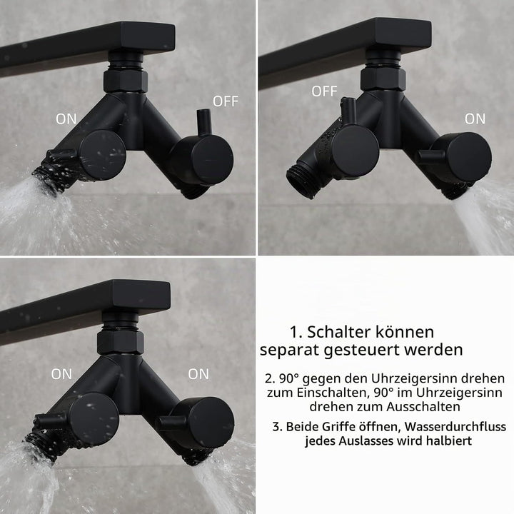Tecmolog 2 Wege Verteiler Dusche Messing Absperrventil Y Adapter Schlauchkupplung 1/2 Zoll für Dusch
