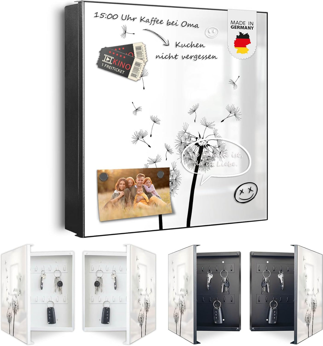 banjado Grosser Schlüsselkasten Metall - Schlüsselbox 30x30cm mit 32 Haken - Schlüsselkasten modern