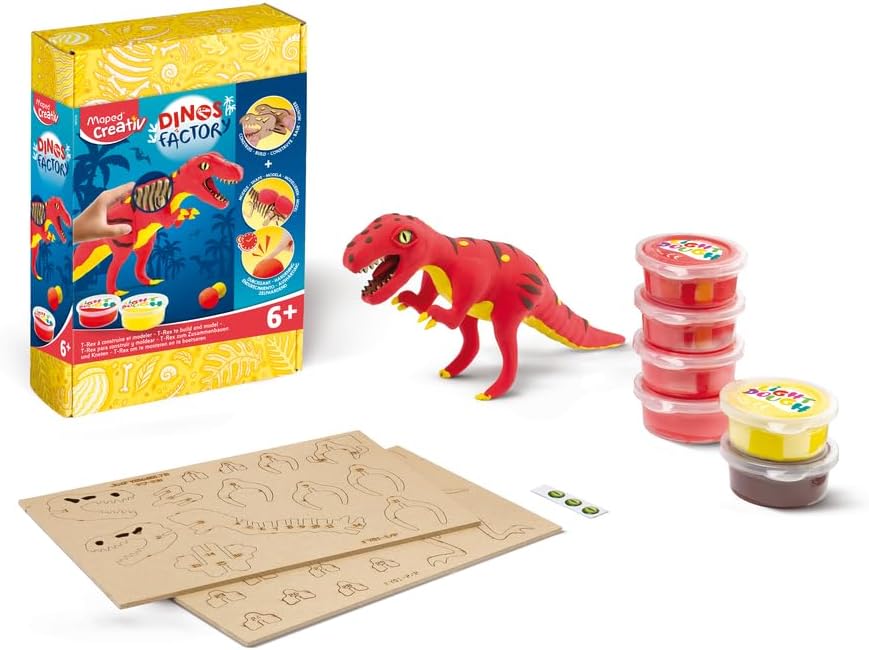Maped Creativ – Dinos Factory T-Rex – Holzskelett zum Zusammenbauen – Dinosaurier-Figur zum Modellie