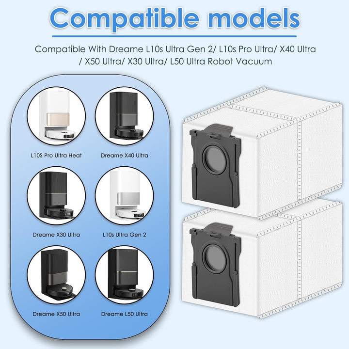 (12 Stück) Staubbeutel für Dreame L10s Ultra Gen 2, L10s Ultra, L40 Ultra, L50 Ultra, X30/X40/X50 Ul