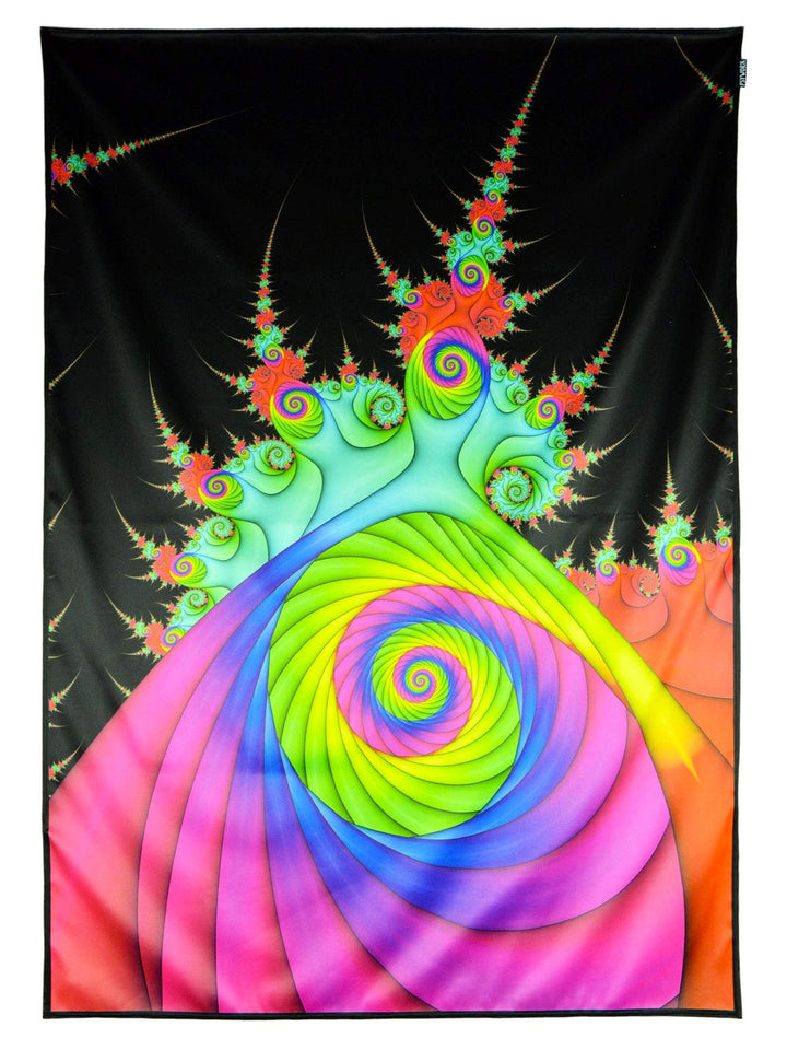 PSYWORK Schwarzlicht Stoffposter Neon | Psychedelic Weed Bud | 1,0 x 1,4m | UV-aktiv | fluoreszieren