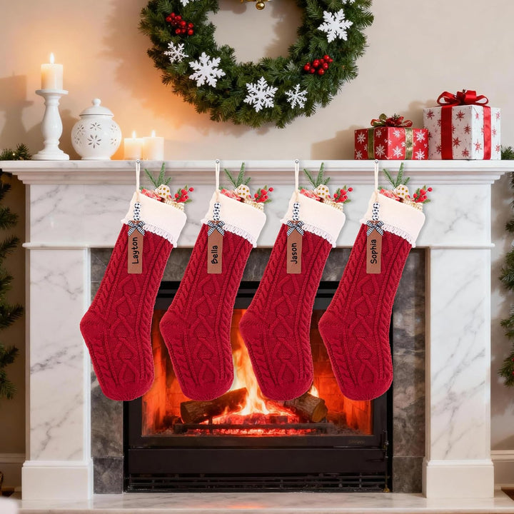 Weihnachtsstrümpfe, Kamin, Weihnachtsbaumschmuck, Ornamente für Urlaub, Familie, Freunde (weiss-rot,