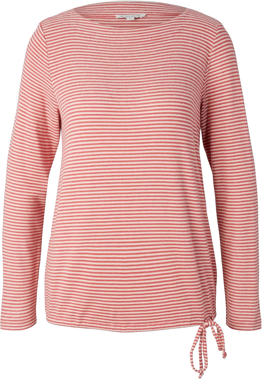 TOM TAILOR Damen Basic Langarmshirt mit Kordelzug XS 31475 - Pink Beige Stripe, XS 31475 - Pink Beig