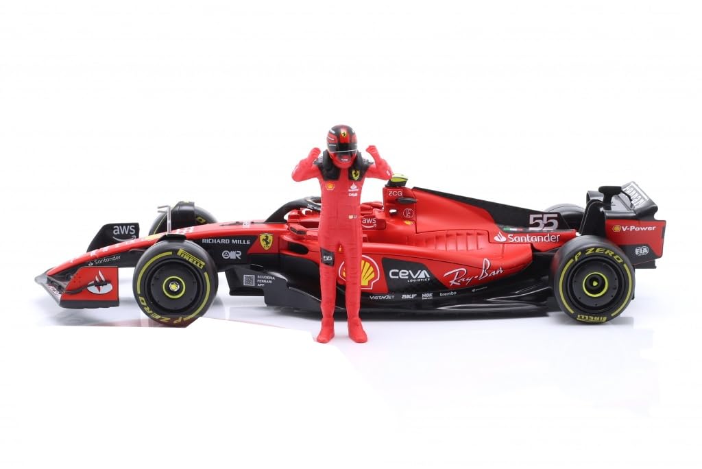 Bburago Ferrari SF-23 Carlos Sainz Nr 55 Saison 2023 Formel 1 F1 - Massstab 1/24 23cm Modellauto mit