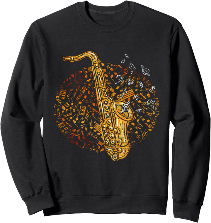 Geschenkidee für Saxophonspieler Notenschlüssel Saxophon Sweatshirt