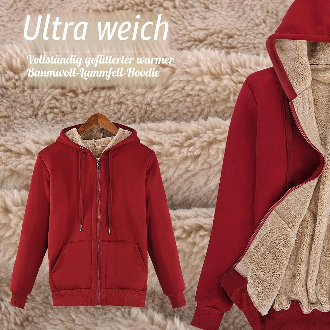 Niwicee Damen Kapuzenpullover mit Reissverschluss Winter Plus Fleecepullover Langarm Kapuzenjacke Sw