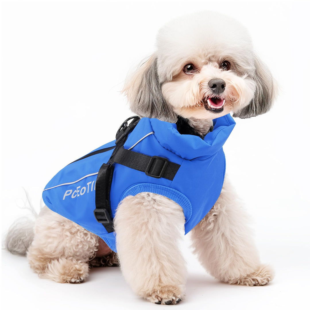 PcEoTllar Wasserdichter Hundemantel für kleine Hunde, warme reflektierende Jacke mit Geschirr für de