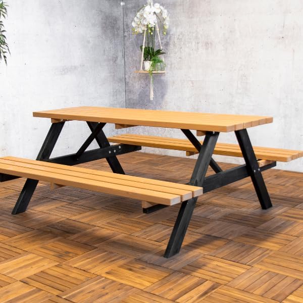 Picknicktisch Jacky mit klappbaren Sitzbänken 180 cm - Kiefernholz