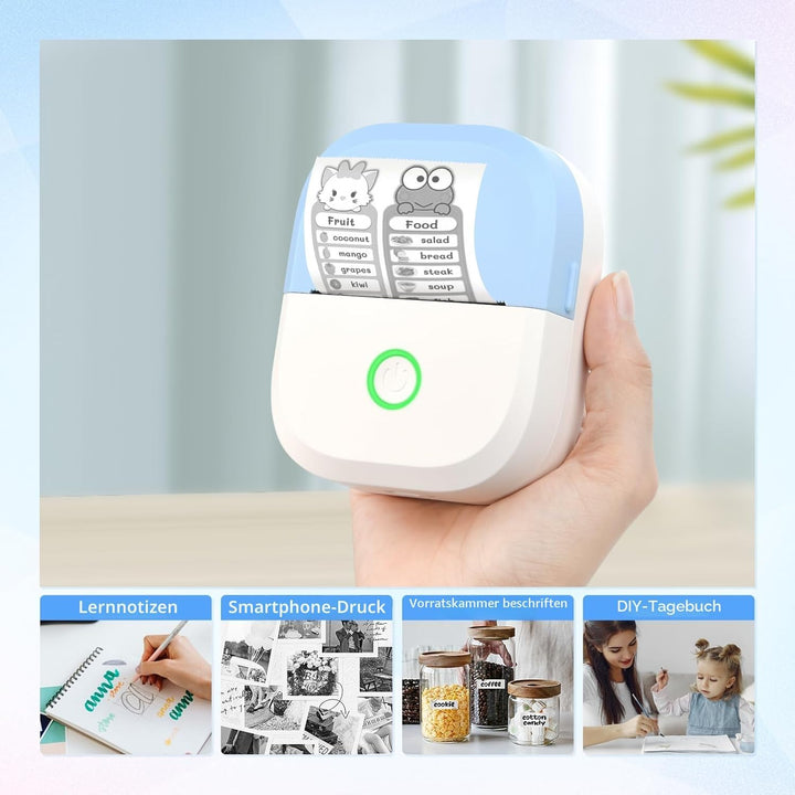 mafiti Mini Drucker tragbarer Mini Printer, Mini Fotodrucker Wireless Taschendrucker Thermodrucker S