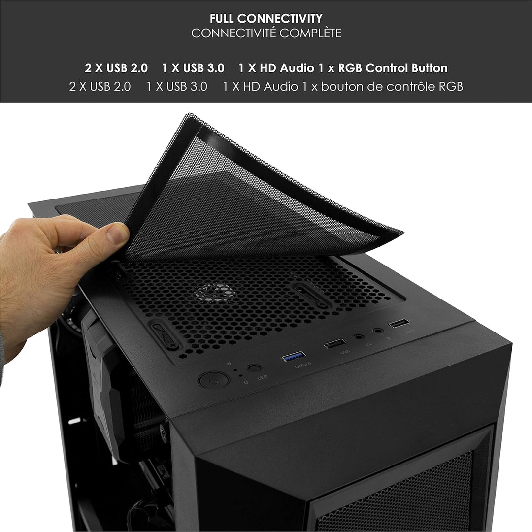 Empire Gaming - PC-Gamer-Gehäuse Onyx - ARGB Mittlerer Turm ATX, mATX, ITX - 4 adressierbare RGB-LED