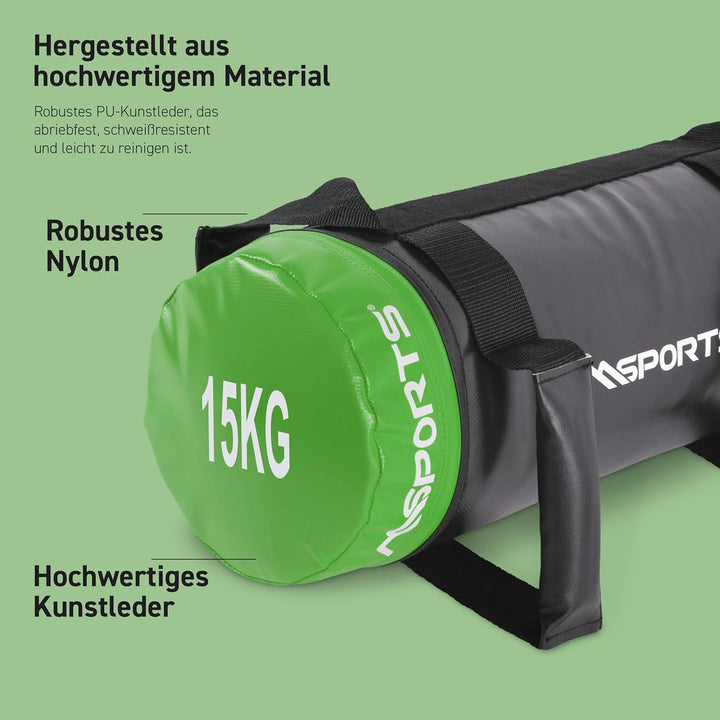 MSPORTS Power Bag Premium 5-30 kg Fitness Bag - Sandsack für Functional Fitness Gewichtssack 15 kg