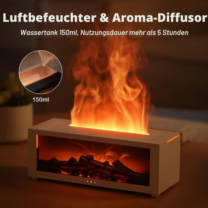 Luftbefeuchter Kamin丨Flammen Aroma Diffuser, 150ml Ätherische Öle Diffuser mit Fernbedienung &amp; 7 Far