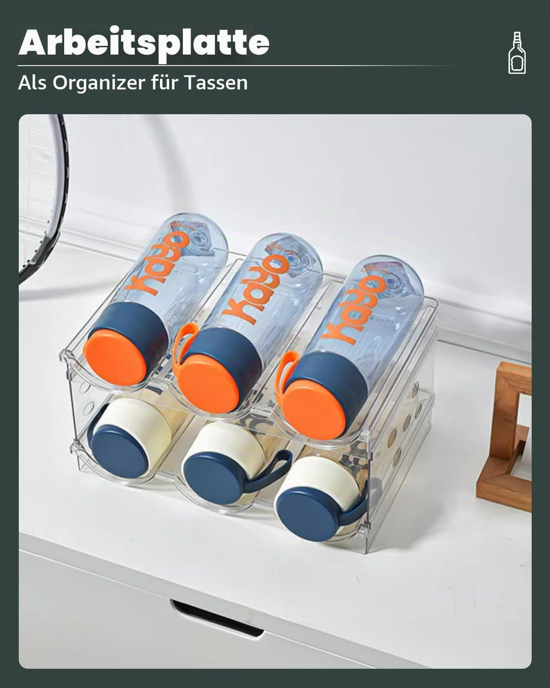 Flaschenhalter Kühlschrank Stapelbar 6 Flaschen - Effizienter Flaschen Organizer für Kühlschrank und