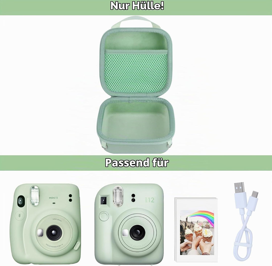 Hartschalen Schutzhülle Tasche Geeignet für INSATX mini 12 / INSTAX mini 11 Sofortbildkameras (Mint