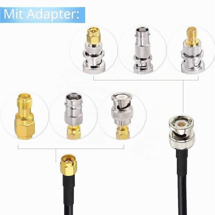 Superbat SMA Kabel 3M SMA Stecker auf BNC Stecker RG58 Kabel + 5 Stück Adapter Kit SMA auf BNC Kabel