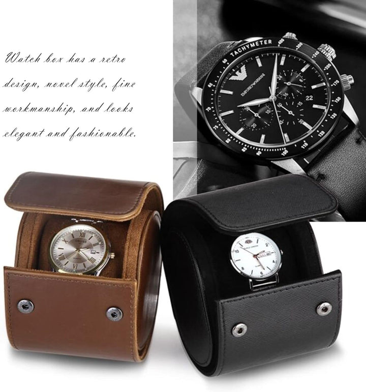 KnR Harmony Tragbare Uhrenbox mit einem Steckplatz 1pcs Uhrenbox Watch Organizer Lederuhrenhalter fü