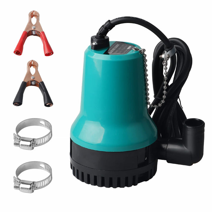 SWAWIS Tauchpumpe Schmutzwasserpumpe DC 12V 50W 4200L/H Tauchwasserpumpe Wasserpumpe 2,3m Leitung Mi