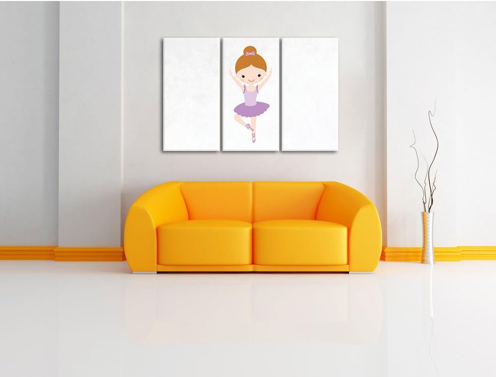 Pixxprint Hübsche Ballerina mit Schleife als Leinwandbild/Grösse: 3 Teilig (120x80) cm/Wandbild/Kuns