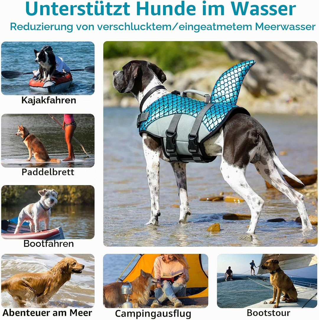 Rettungsweste für Hunde, Hundschwimmweste Verstellbare Sicherheitsjacke für Hundeflotation Hai Siche