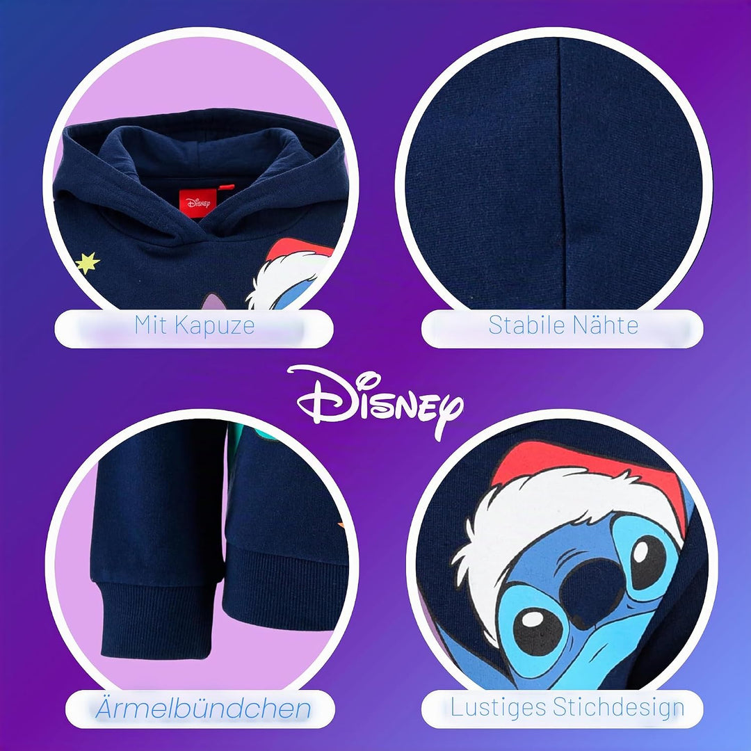 Disney Stitch Mädchen Kapuzenpullover, Design Weihnachts Sweatshirt, Pullover für Mädchen, Grössen 3