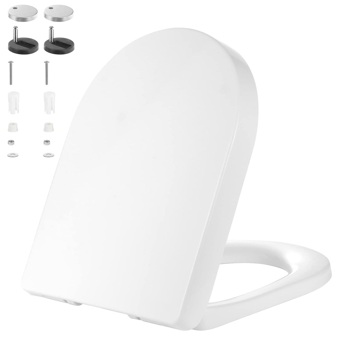 Kinsinder D Form Toilettendeckel, WC Sitz mit Absenkautomatik, Toilettensitz Klodeckel Klobrille mit