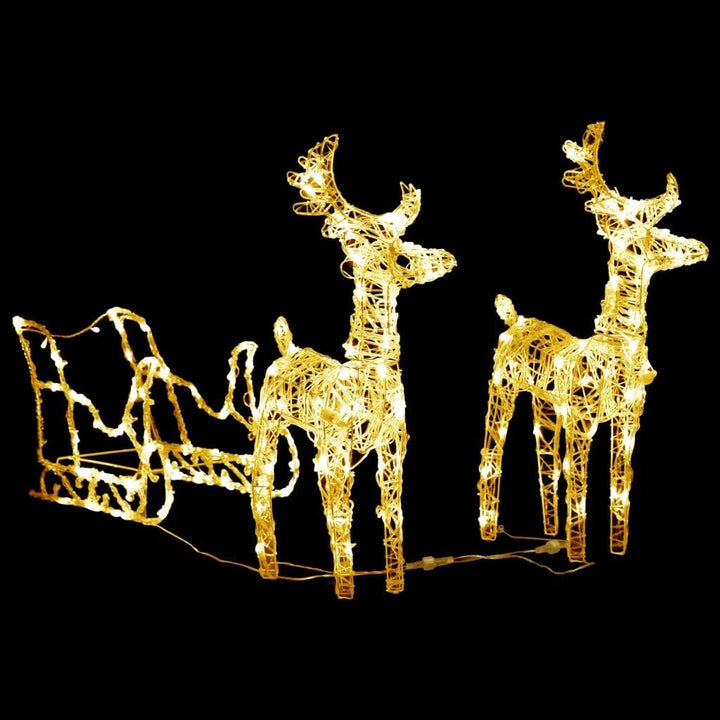 vidaXL Weihnachtsdekoration Rentiere mit Schlitten Beleuchtet Dekofigur Weihnachtsdeko Figur Weihnac