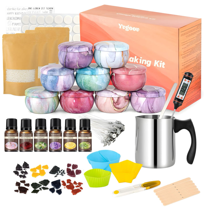Yvgoov DIY Candle Making Kit Soy Wax, Fragrance Oils DIY Kit Craft Kit Adults Women Gift colorful Ma