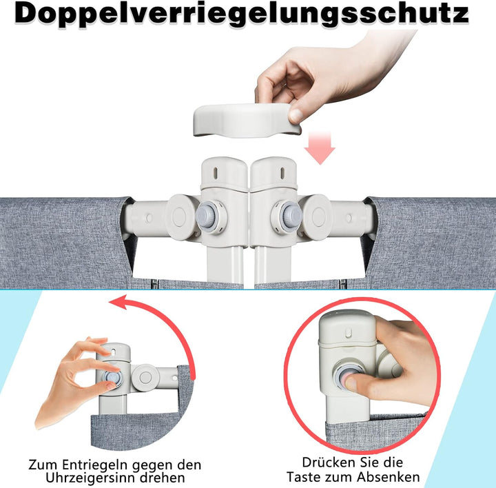 UISEBRT Bettgitter 200cm, Bettschutzgitter für Kinder, Höhenverstellbar Rausfallschutz Bett Kinderbe