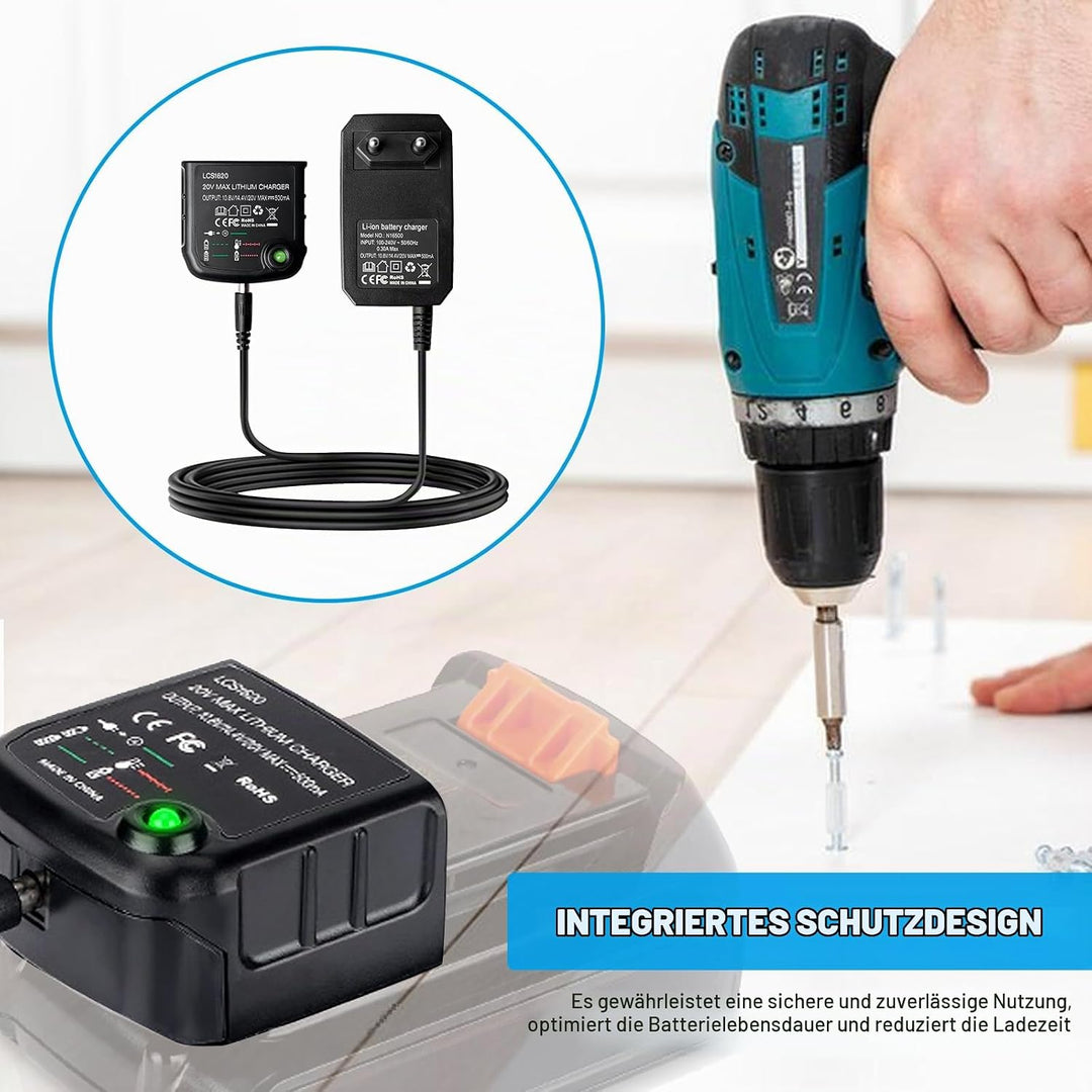 Ladegerät Kompatibel mit Black &amp; Decker, Ladegerät Lithium 18V/20V Lithium-Akku BL2018 BL2018-XJ LBX