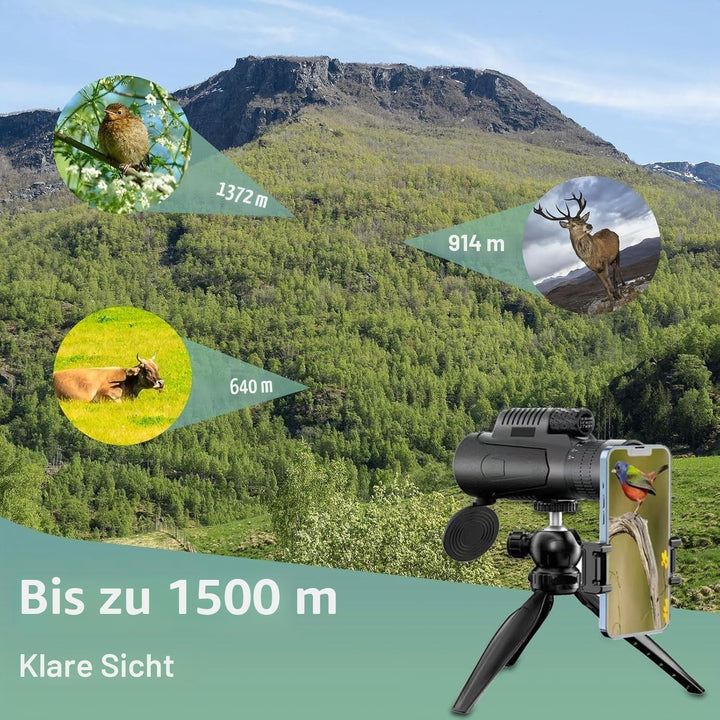 Monocular, 10-30x50 Monocular Telescope, für Erwachsene und Kinder, FMC BAK4 Prisma, Monokular klein