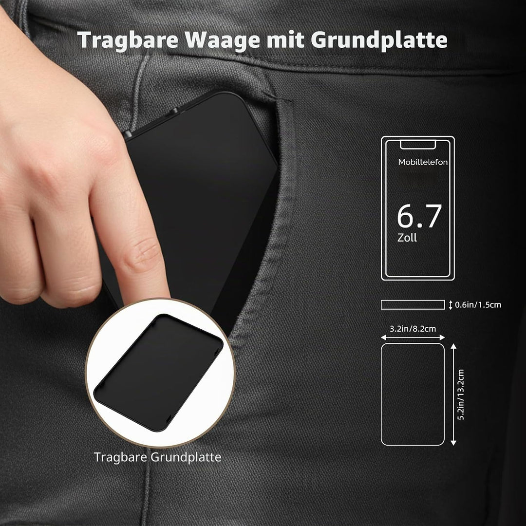 Diyife Rechteckige Kaffeewaage mit Timer, 2kg/0,1g Hochpräzise Digitale Waage - 6 Einheiten, 2 Timer