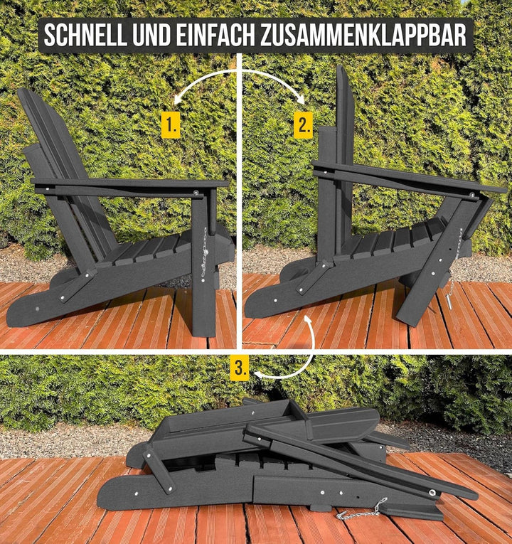 normani Original Adirondack Stuhl - Klappbarer Gartenstuhl in Holzoptik - Gemütlicher Gartensessel a