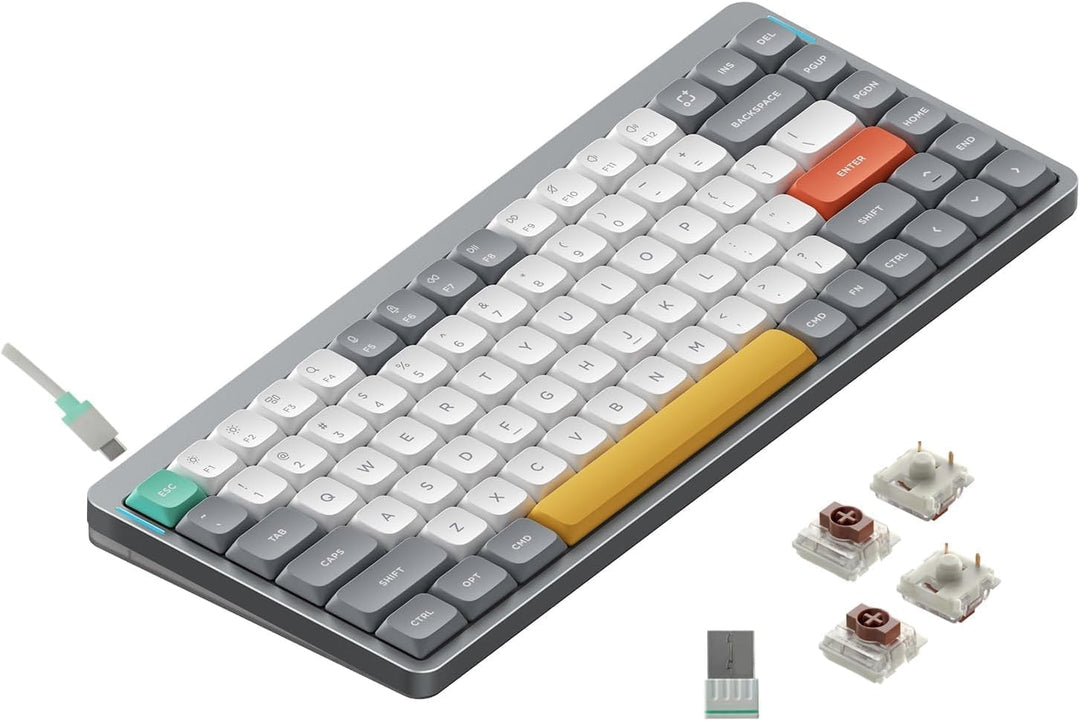 nuphy Air75 V2 Kabellose mechanische Tastatur, 84 Tasten RGB Hot-Swap Tastatur, unterstützt Bluetoot