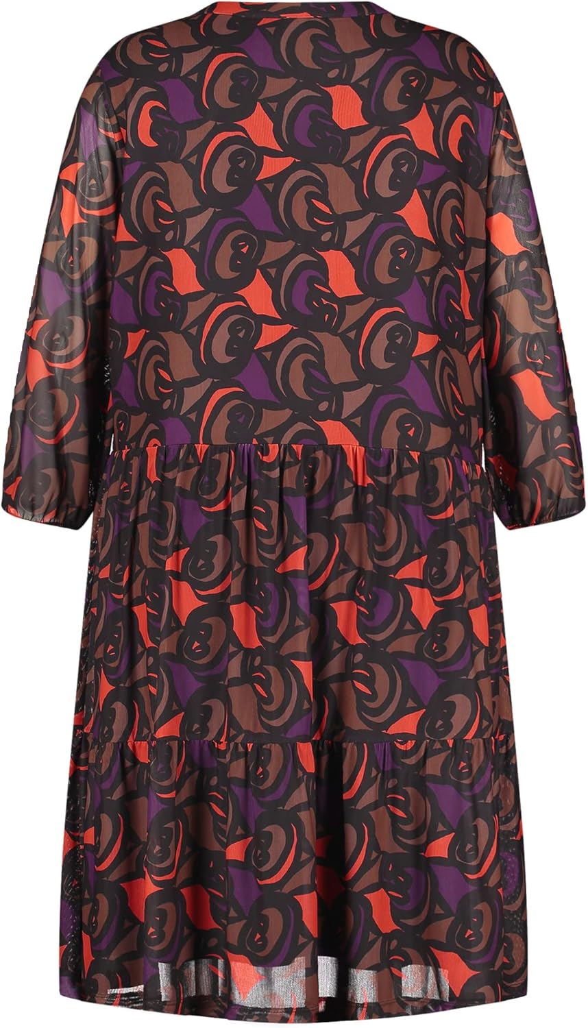 SAMOON Damen 181001-26302 Kleid, Black Gemustert, 46