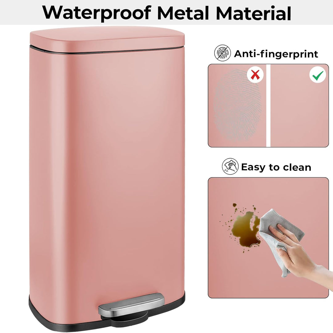 LIFERUN Mülleimer Küche 30l, Abfalleimer mit Deckel, Softclose Treteimer aus Stahl, mit Inneneimer f