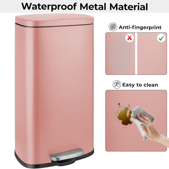 LIFERUN Mülleimer Küche 30l, Abfalleimer mit Deckel, Softclose Treteimer aus Stahl, mit Inneneimer f