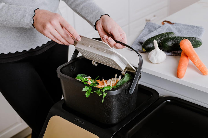 Go Practic Abfalltrennsystem zur Mülltrennung in der Küche | Abfallsystem mit Klick-Deckel | Müllkor