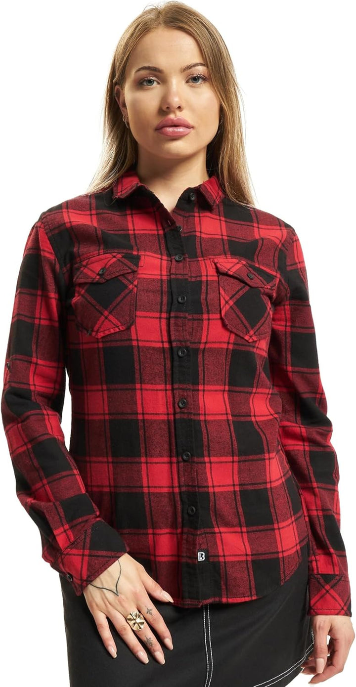 Brandit Amy Flanell Checkshirt Girl-Hemd, Rot-schwarz