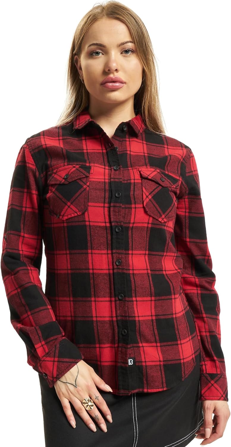 Brandit Amy Flanell Checkshirt Girl-Hemd, M Rot-schwarz