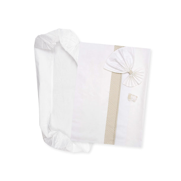 FILET - Babytragetuch Laken Set Weiss und Taubengrau, Bestehend aus 1 Laken mit Ecken unten, 1 Laken