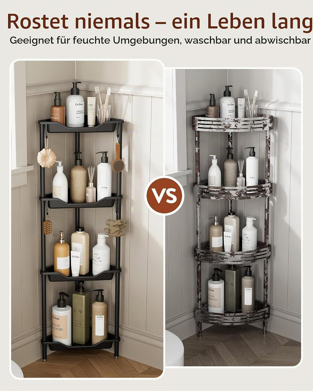 Orimade 4 Stück Duschregal Stehend Rostfrei,Ecke Duschablage Freistehende, Duschablage ohne Bohren f