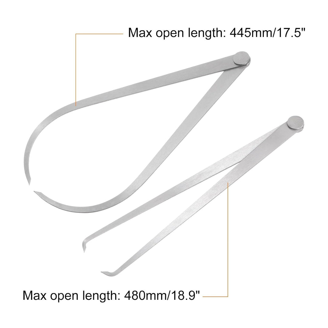 sourcing map Feste Verbindung Innen Aussen Messschieber Set 250mm 10" Edelstahl Metall Feste Reibung