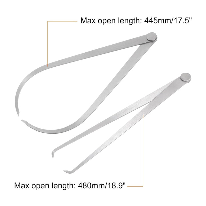 sourcing map Feste Verbindung Innen Aussen Messschieber Set 250mm 10" Edelstahl Metall Feste Reibung