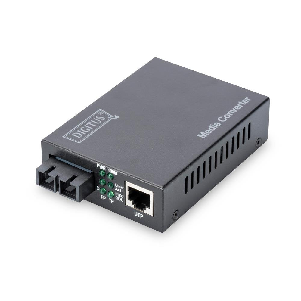 DIGITUS Medienkonverter - Multimode - Fast Ethernet - RJ45 / SC - 1310nm Wellenlänge - Bis 2km - Sch