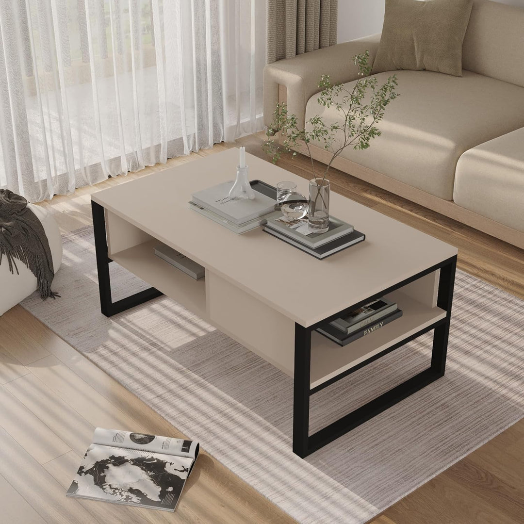 [en.casa] Couchtisch Laukaa Wohnzimmertisch Tischplatte rechteckig Beistelltisch 100 x 60 x 45 cm So