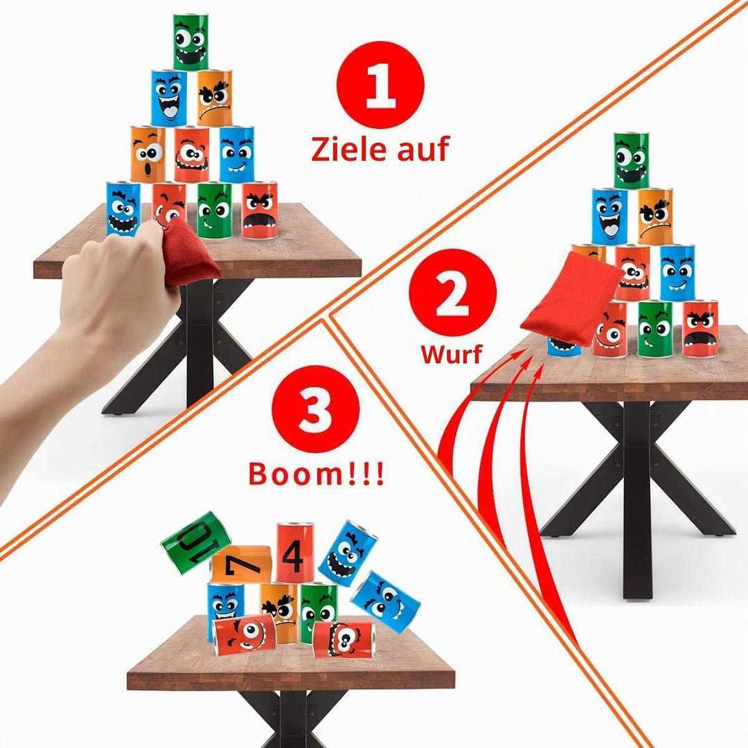TUAHOO Dosenwerfen Kinder, Dosenwurfspiel für Kindergeburtstag Party Spiele Draussen Spielzeug Kinde