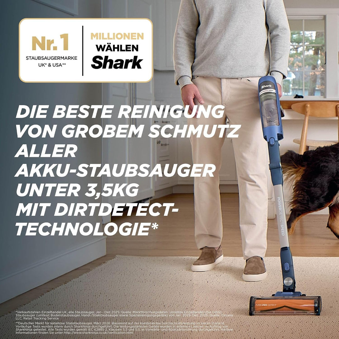Shark PowerDetect Speed Akku-Staubsauger, Reverse Clean, Anti-Allergen-HEPA-Filtration, bis zu 60 Mi