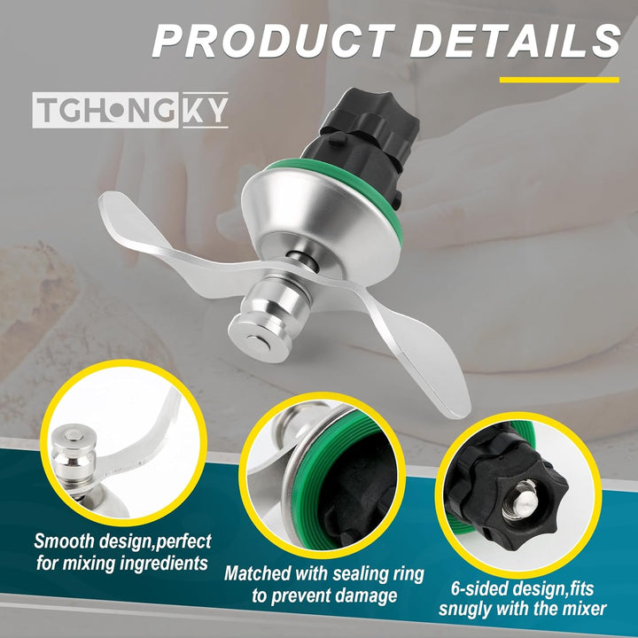 Teigmesser für Thermomix TM7 TM6 TM5 Edelstahl Knetmesser Mixmesser Ersatz für Thermomix TM7 Teigmes