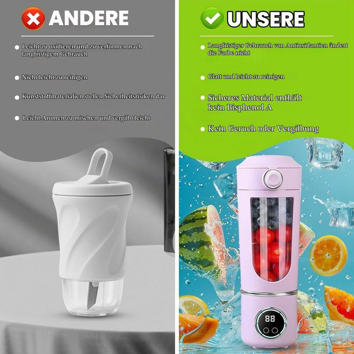 Tragbarer Mixer Smoothie Maker To Go 700ml, Mini Standmixer Tragbar mit 12 Edelstahlklingen, USB Wie